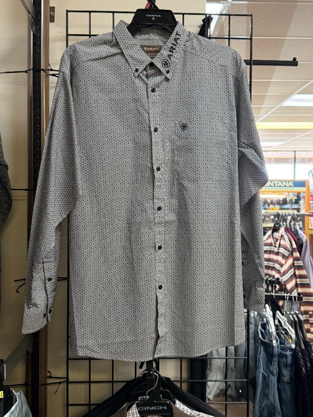 Ariat Men's Team Pablo Classic Fit Long Sleeve Button Down Shirt - White & Black